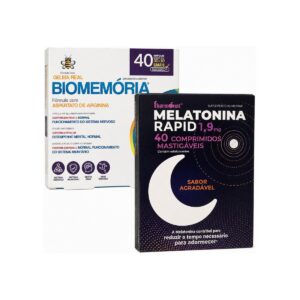 Pack Mente ativa de Dia  e Sono Tranquilo | Biomemória + Melatonina Rapid 40 comp mastigaveis